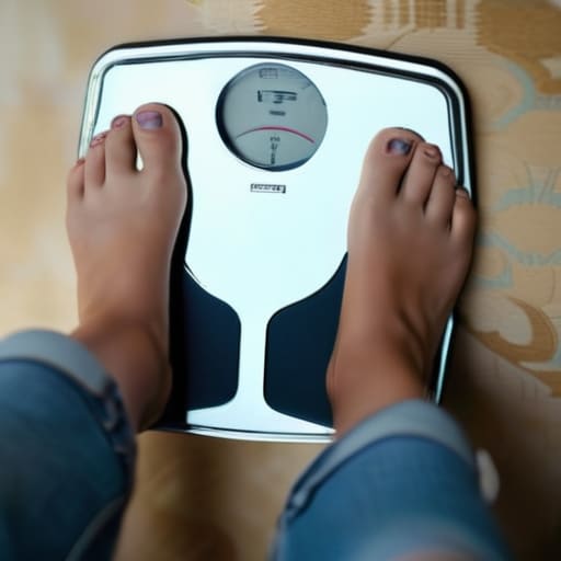 Comparing body composition versus weight on scales.