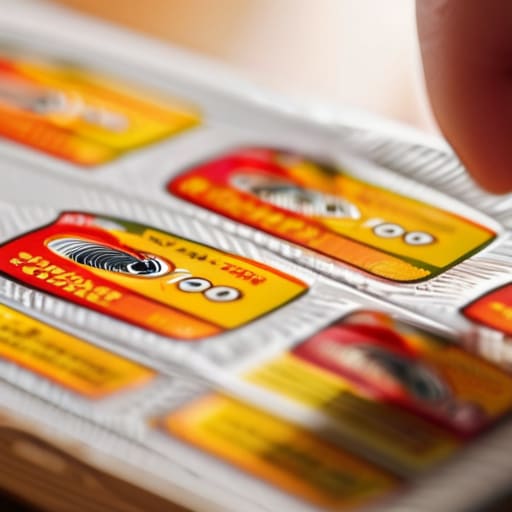 Person reading a nutrition label closely.
